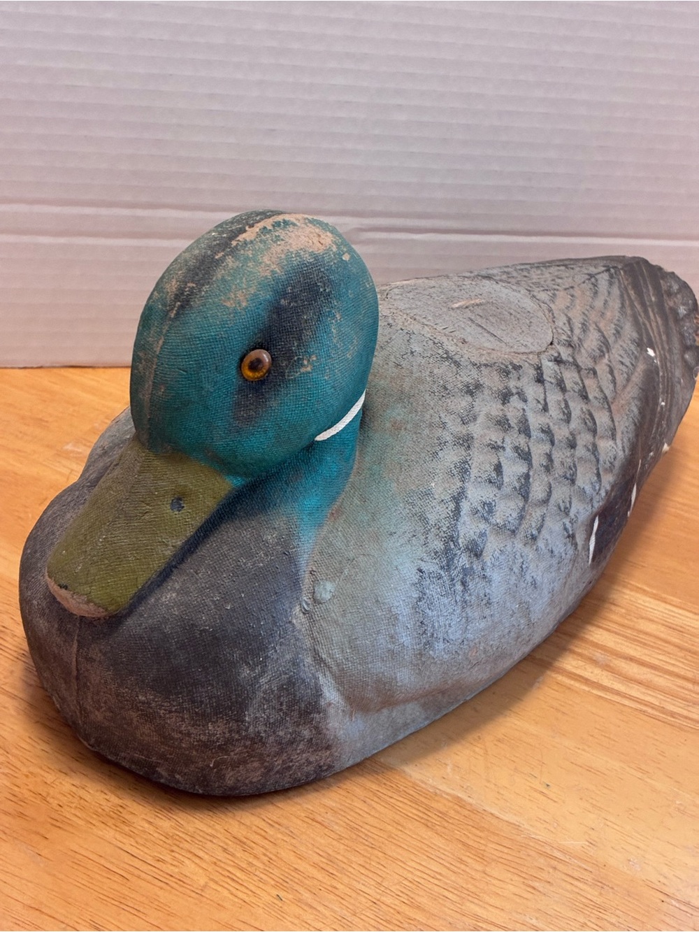 Vintage Mallard Duck Decoy - Teal and Gray